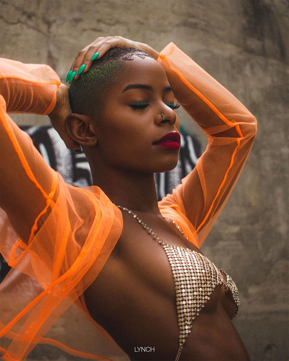 Editorial portrait in orange